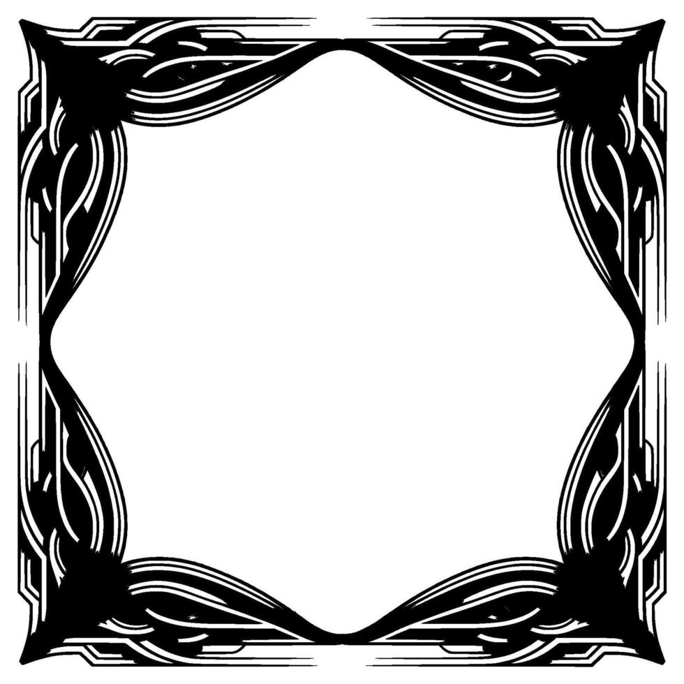 Art Deco Frame Elegant Black Silver Border , Blank Center vector