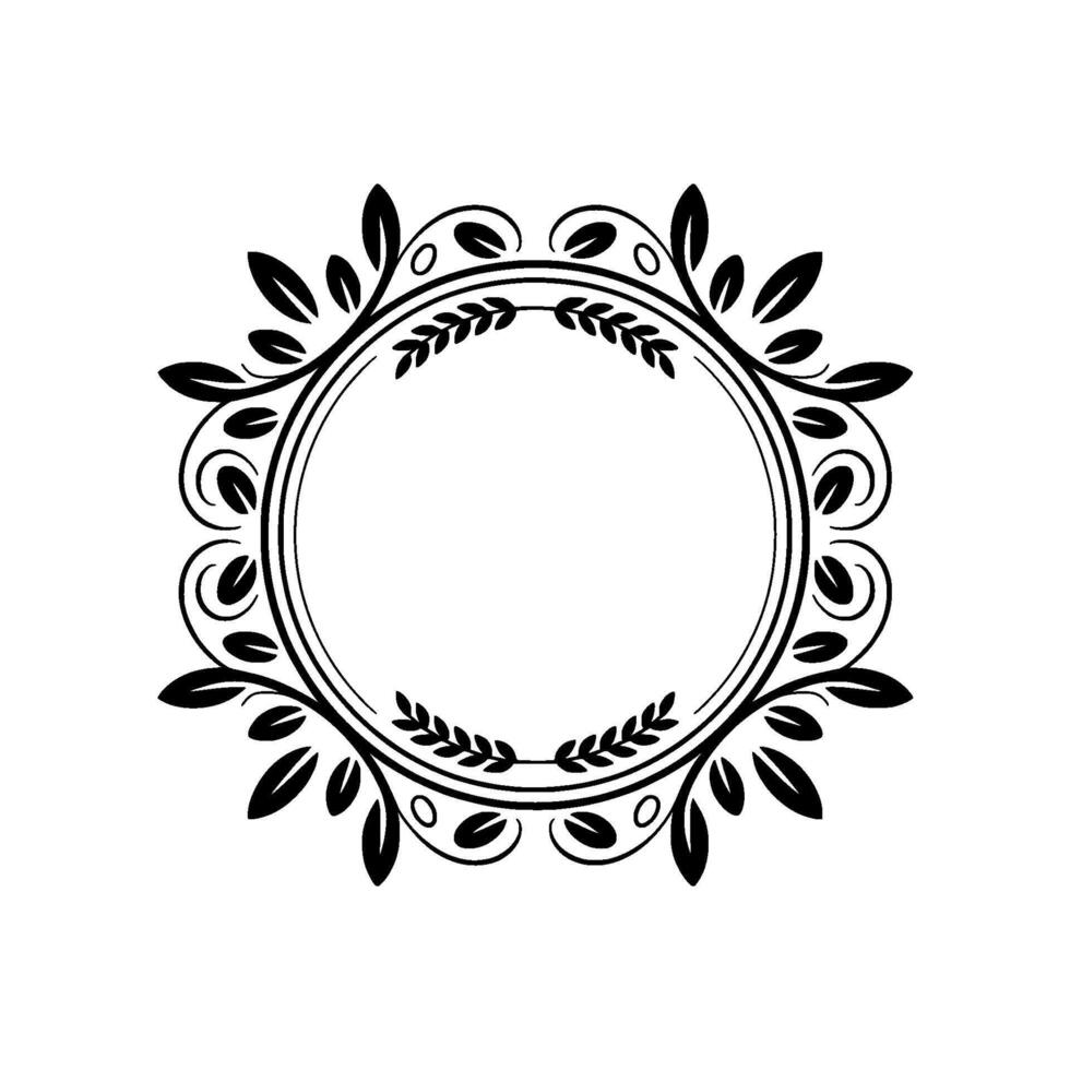 Elegant Circular Floral Frame Illustration on Gray Background vector