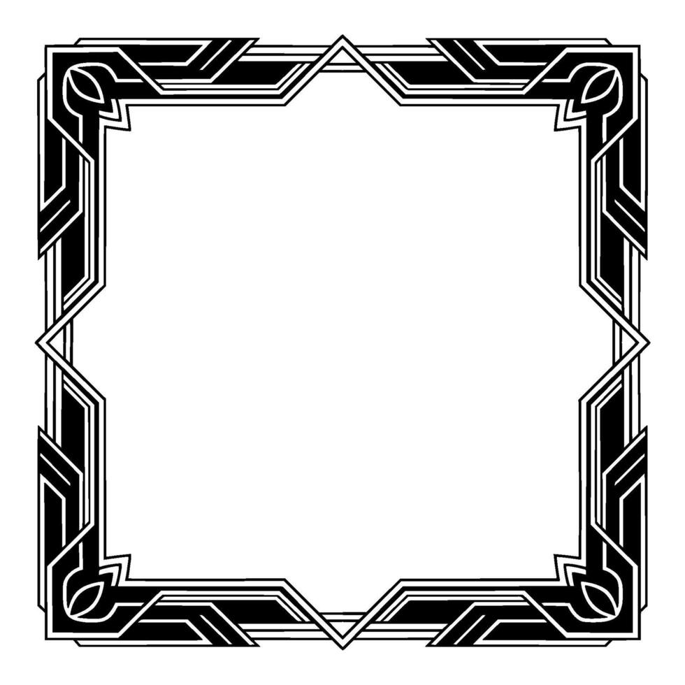 Art Deco Geometric Frame, Elegant Minimalist Border, Blank Center vector