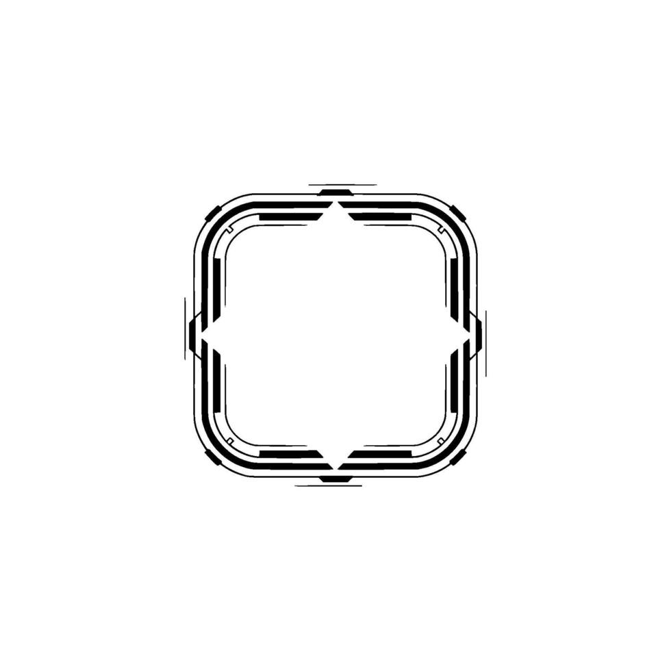 Minimalist Tech Frame Geometric, Cyberpunk Border on Grey vector