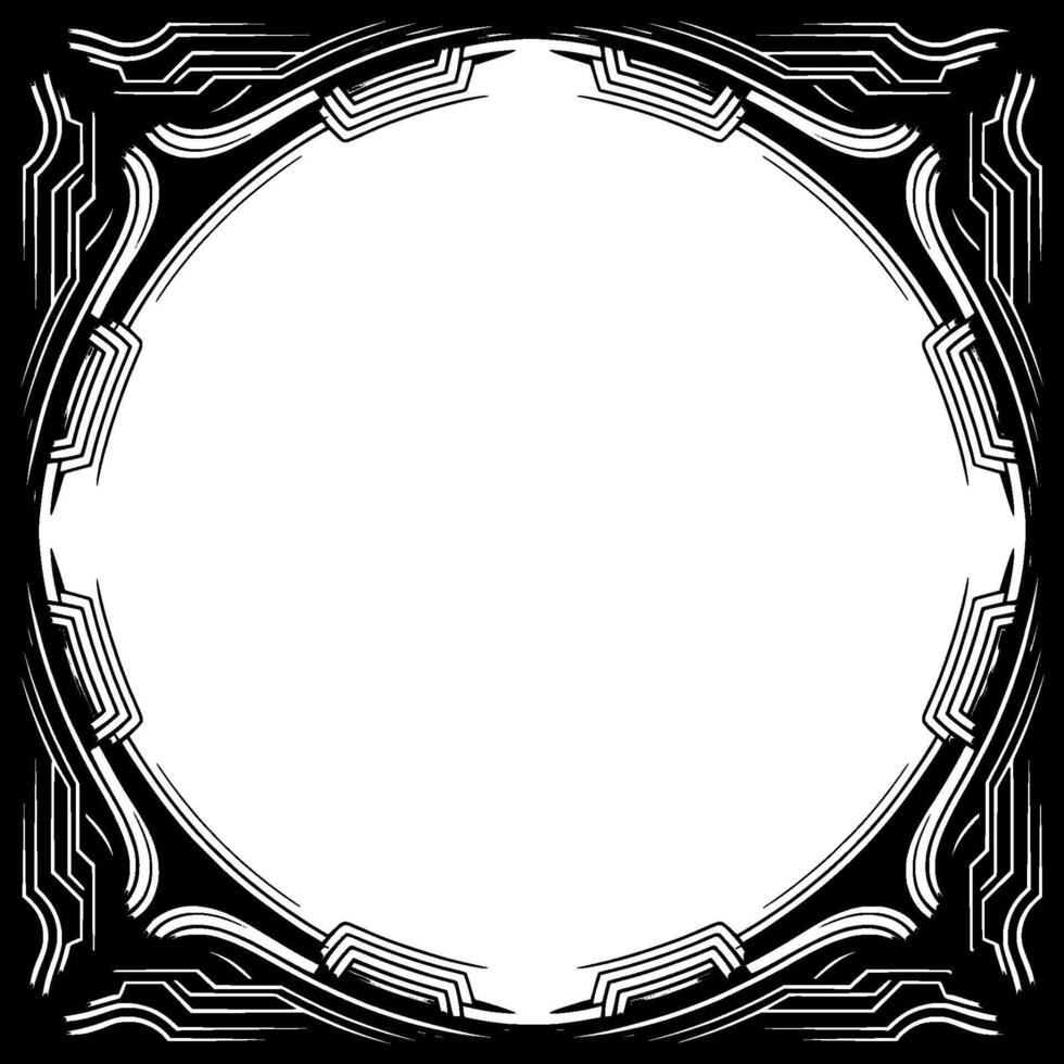 Elegant Art Deco Frame, Geometric Border With Blank Circular Space vector