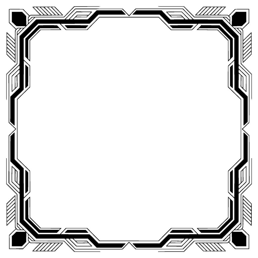 Modern Geometric Frame Black White Art Deco Border for Invitations vector