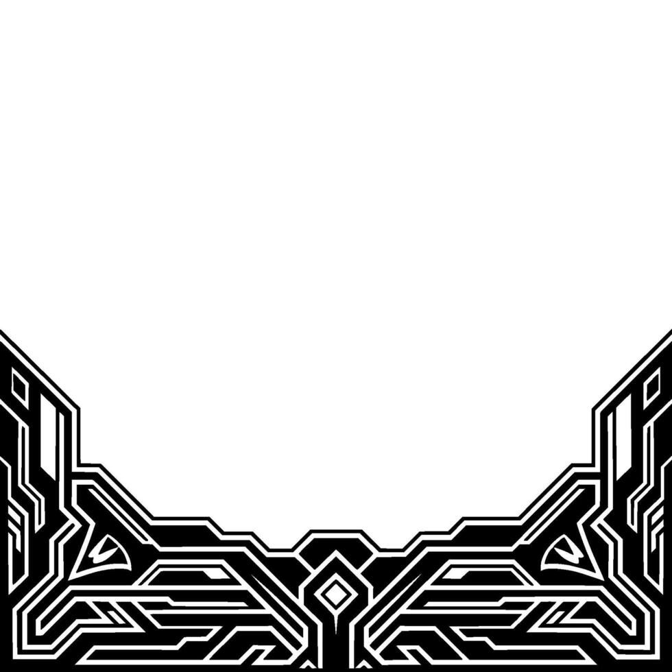 Futuristic Geometric Border , Black Silver, Clean Background vector
