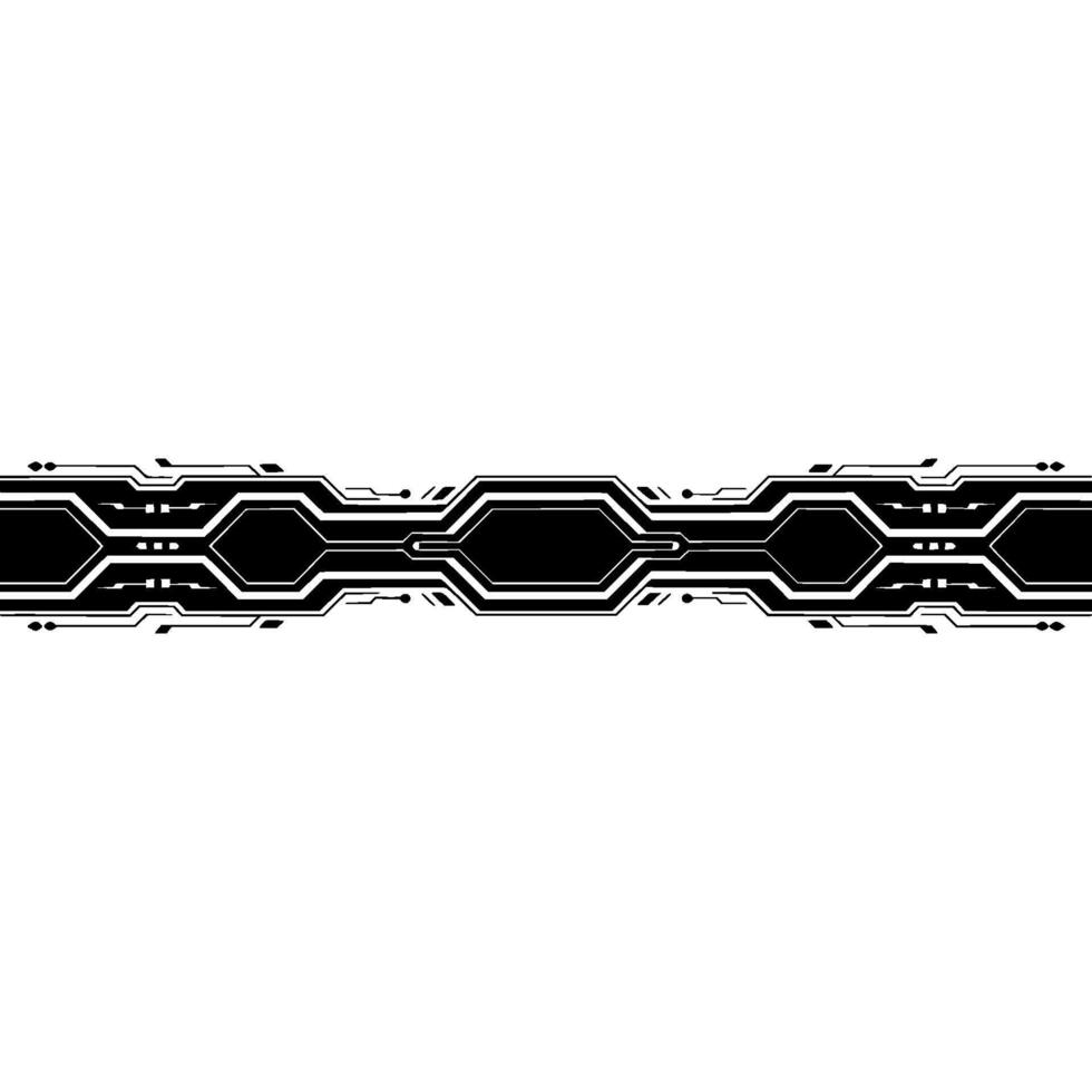 Futuristic Black and White Tech Border Element, Abstract vector