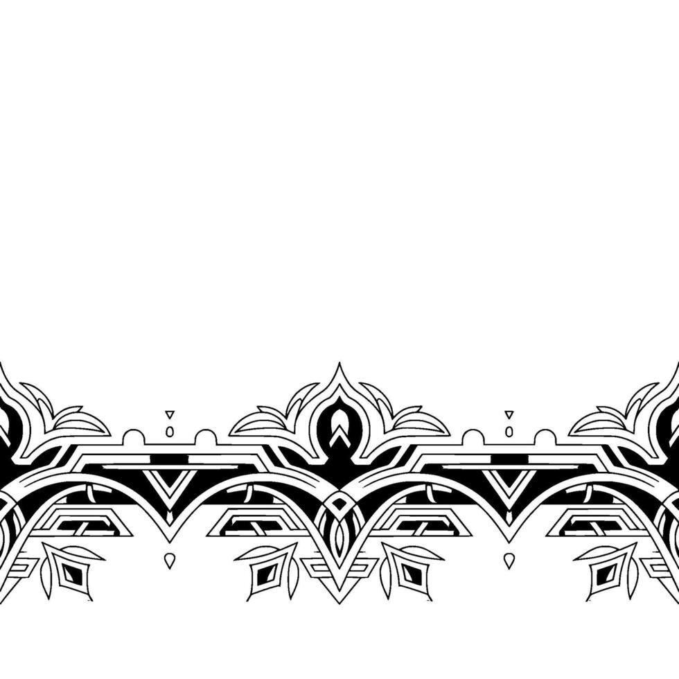Ornate Monochrome Border Geometric Floral Pattern vector