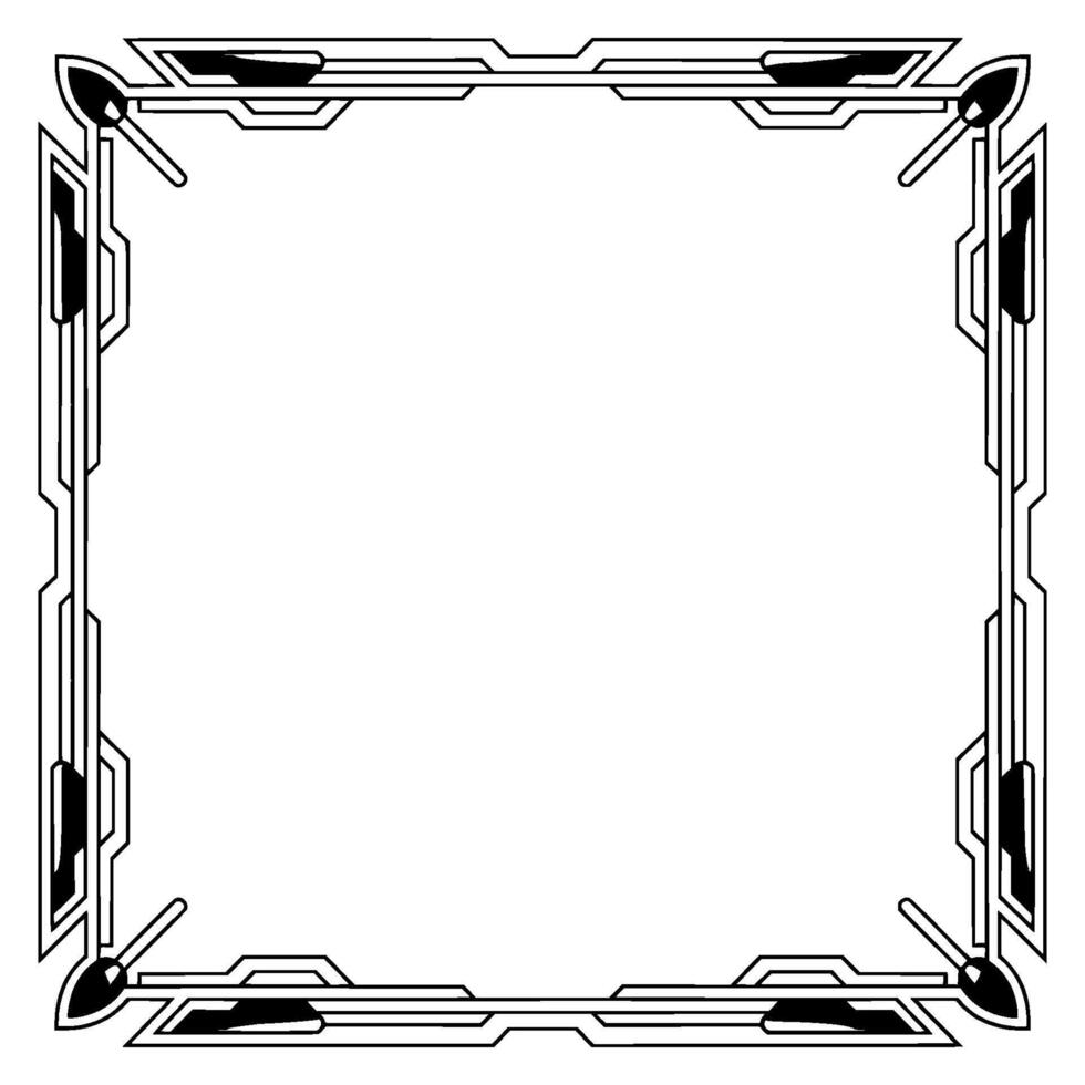 Geometric Tech Frame Art Deco Inspired, Abstract Border, White Space vector
