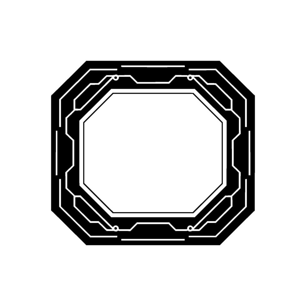 Futuristic Circuit Board Frame , Technology Concept, Black White vector
