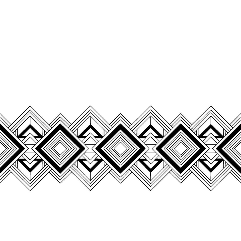 Geometric Border, Black and White Diamond Pattern on White Background vector