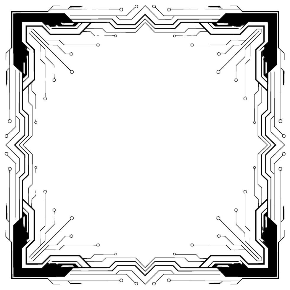 Futuristic Circuit Board Frame , Modern Tech Border vector