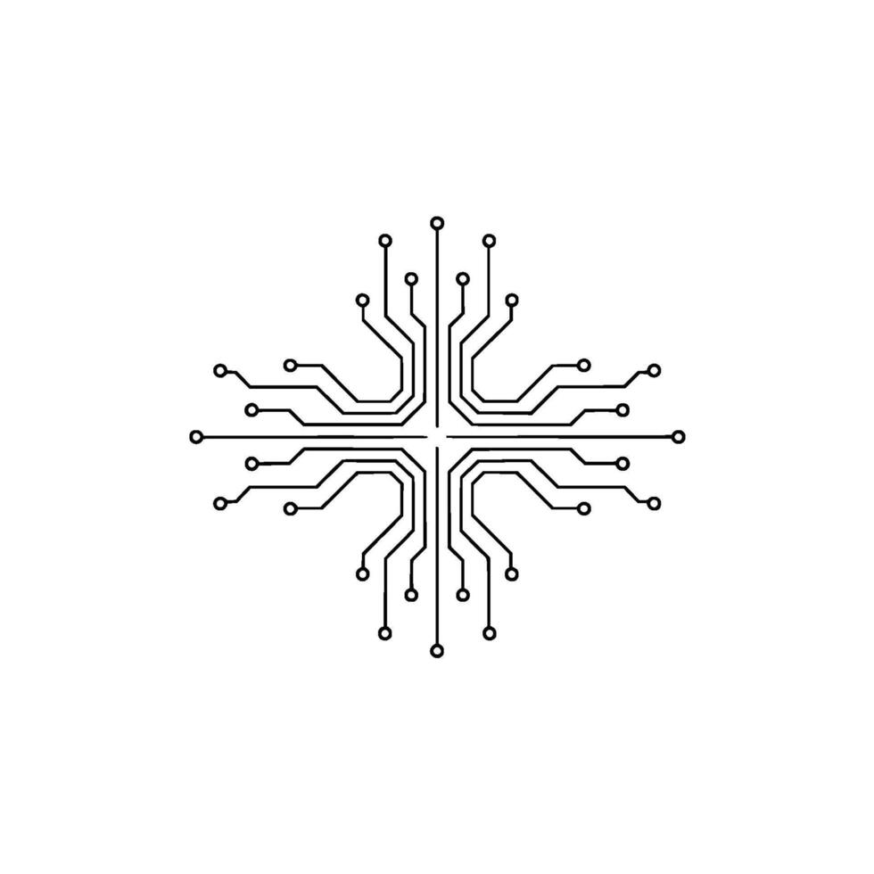 Minimalist Circuit Board , Modern Tech Illustration on White vector