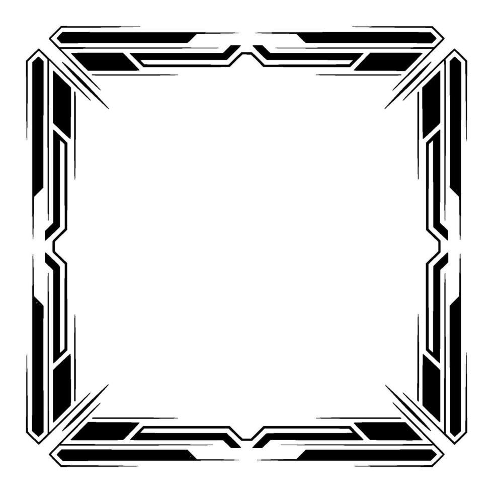 Futuristic Square Frame Geometric Black White Border Element vector