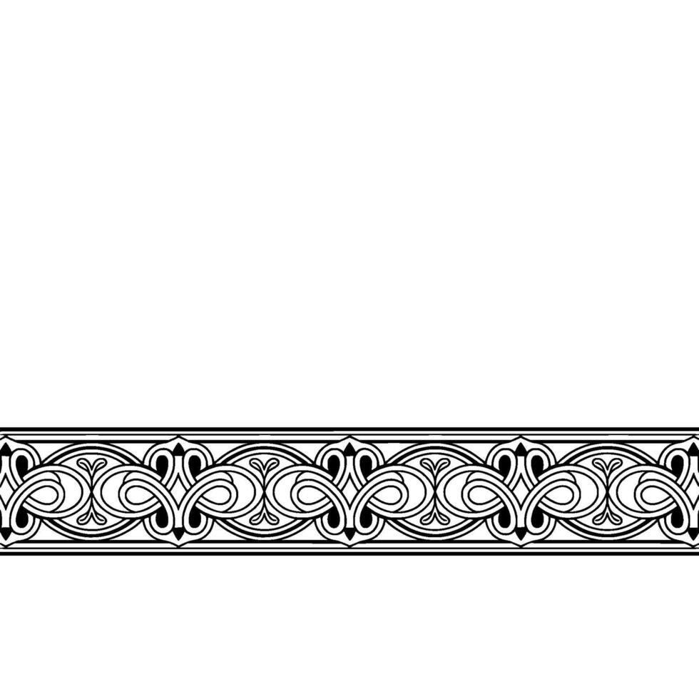 Elegant Black and White Ornamental Border , Seamless Pattern, Decorative Element vector