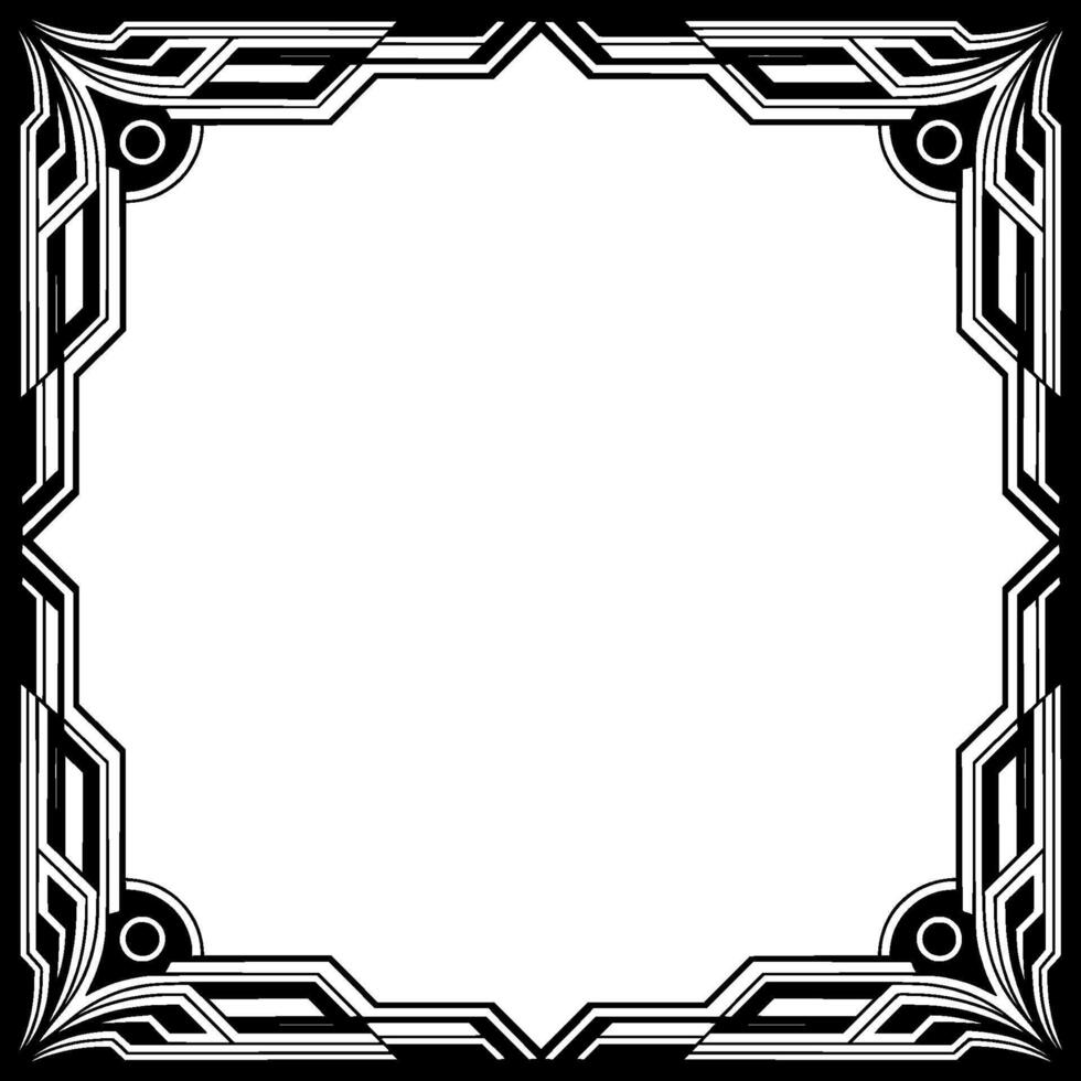 Art Deco Frame Geometric Black and White Border With Empty Center vector
