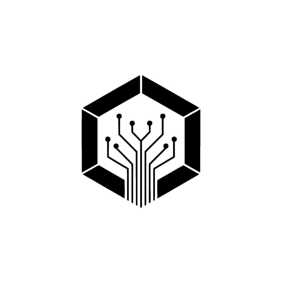 Tech Tree Circuitry in Hexagon, Minimalist vector