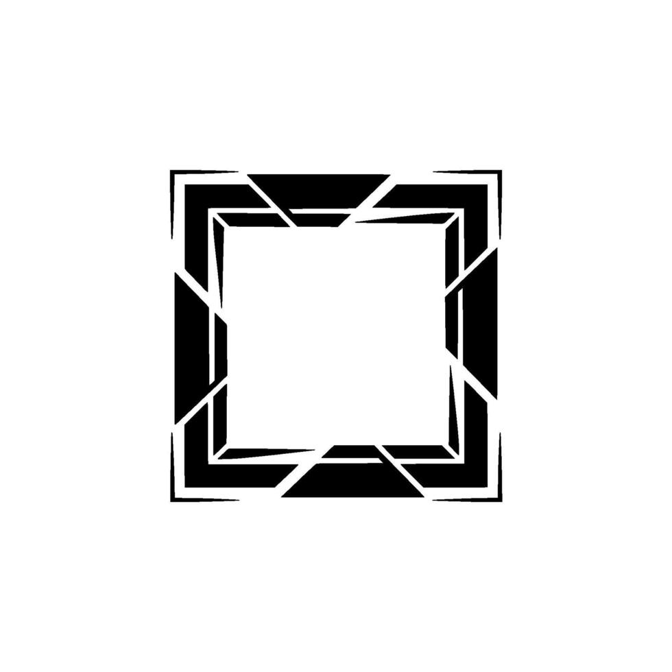 Geometric Broken Frame , Abstract Modern Square Border, Black and White vector