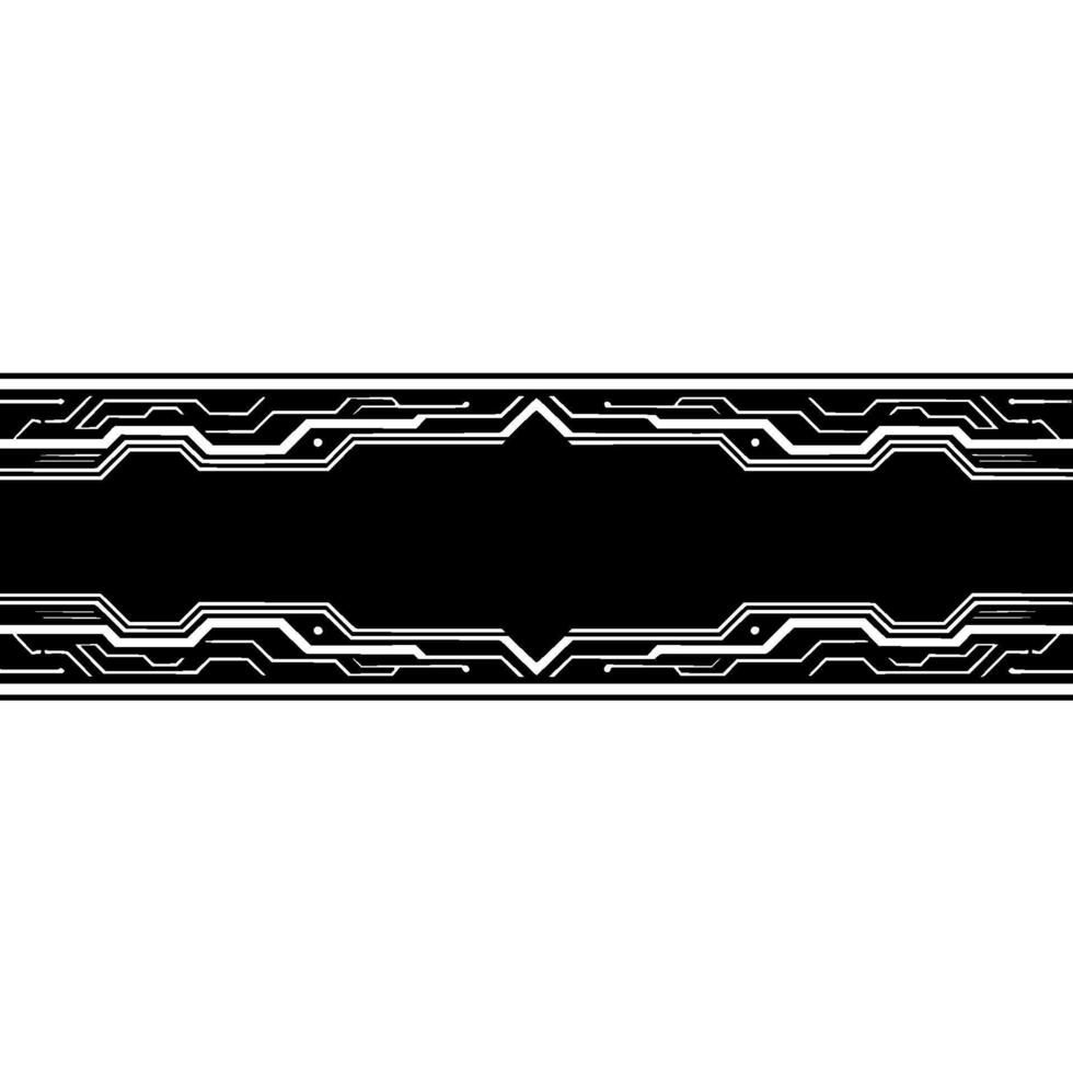 Abstract Circuitry Banner in Silver and Black, Tech vector