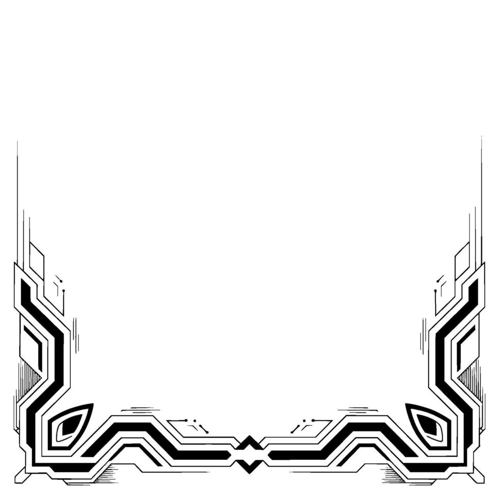 Tech Frame Geometric, Futuristic Border in Black White vector