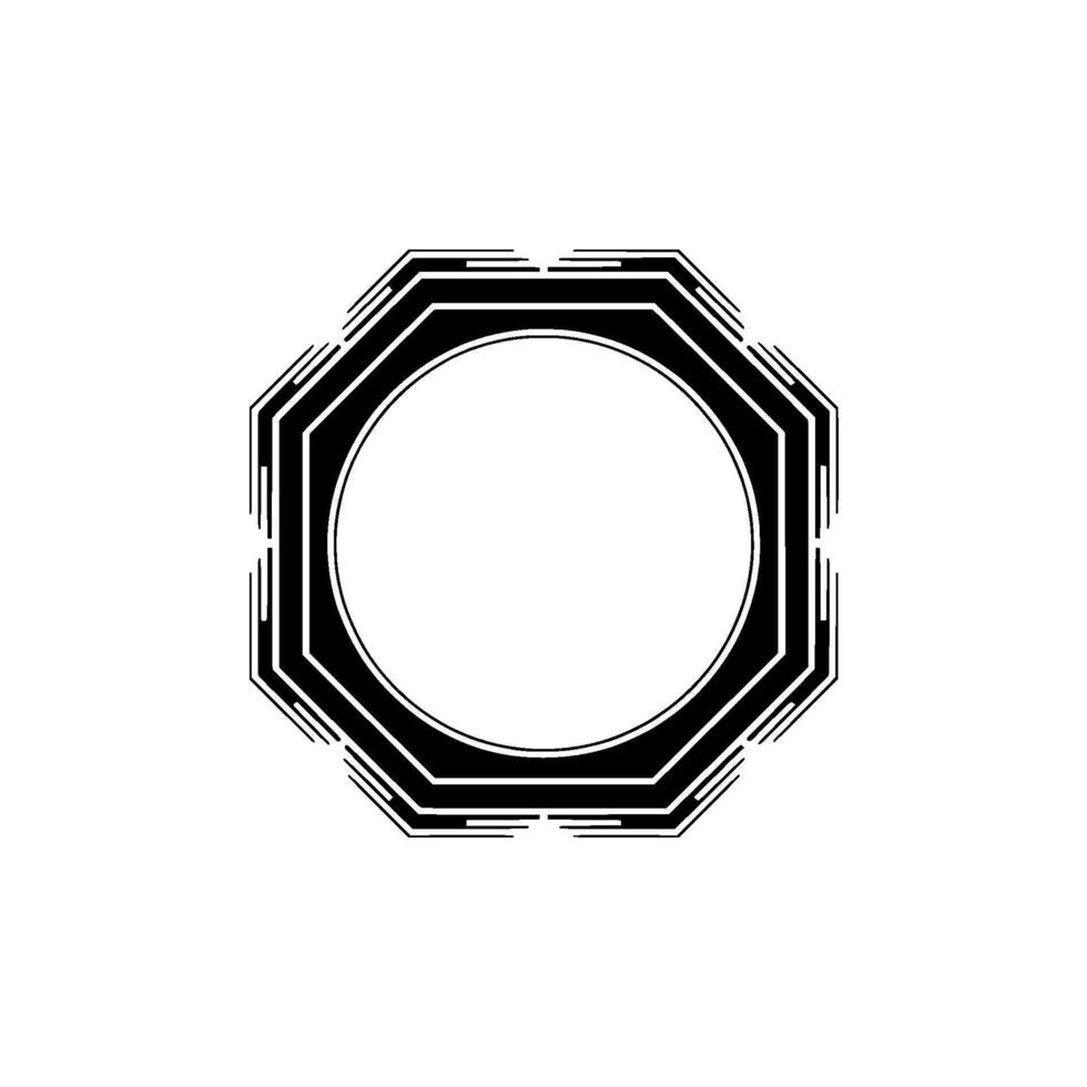 Minimalist Geometric Octagon Frame Black White Abstract Element vector