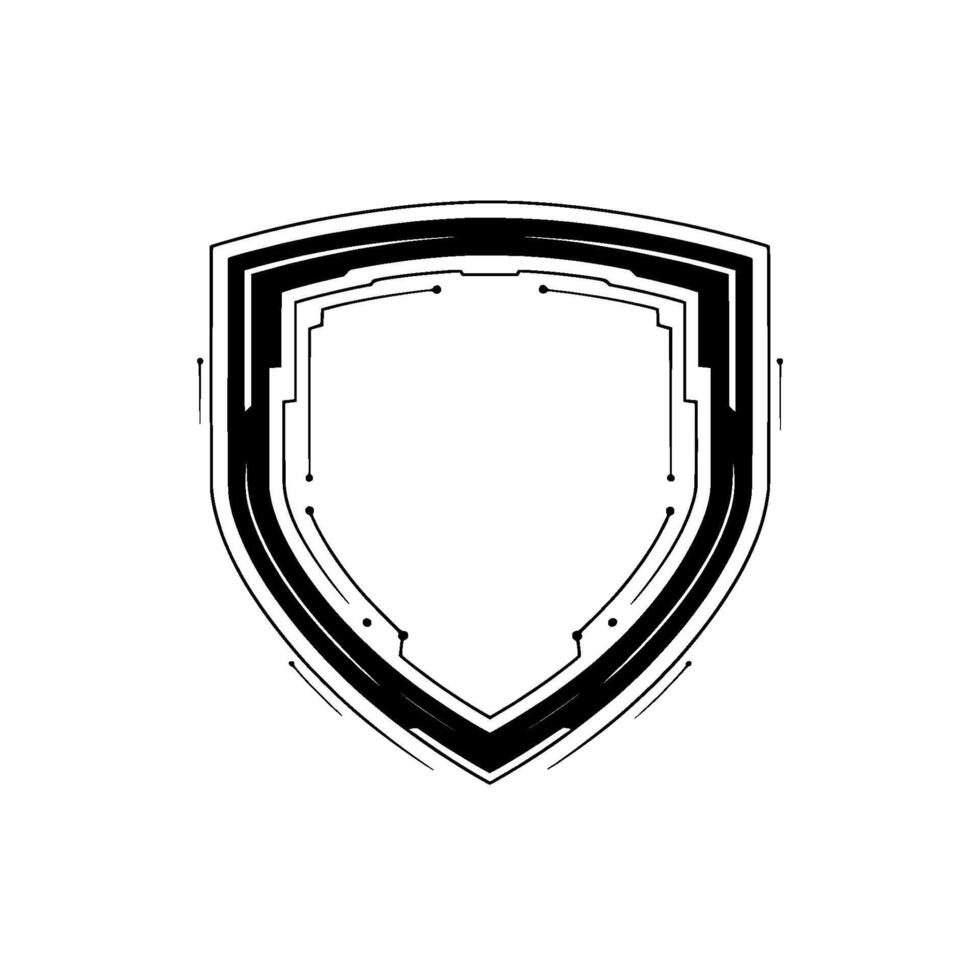 Modern Tech Shield Emblem Cyber Security, Protection, Digital Safety vector
