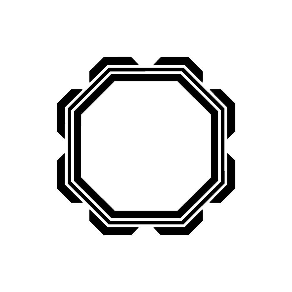 Geometric Octagon Element Black and White, Minimalist Style vector