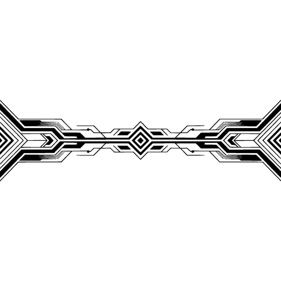 Abstract Geometric Tech , Black Lines on White, Futuristic, Elegant vector