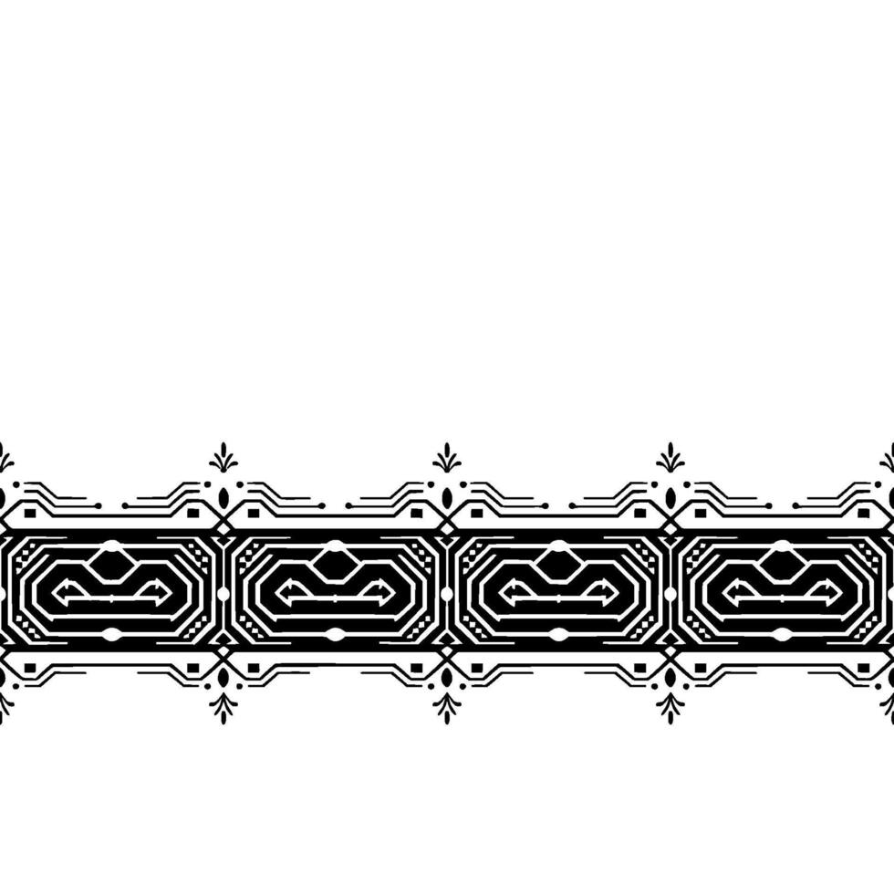 Black White Ornamental Border Geometric, Repeating Pattern, Clean vector