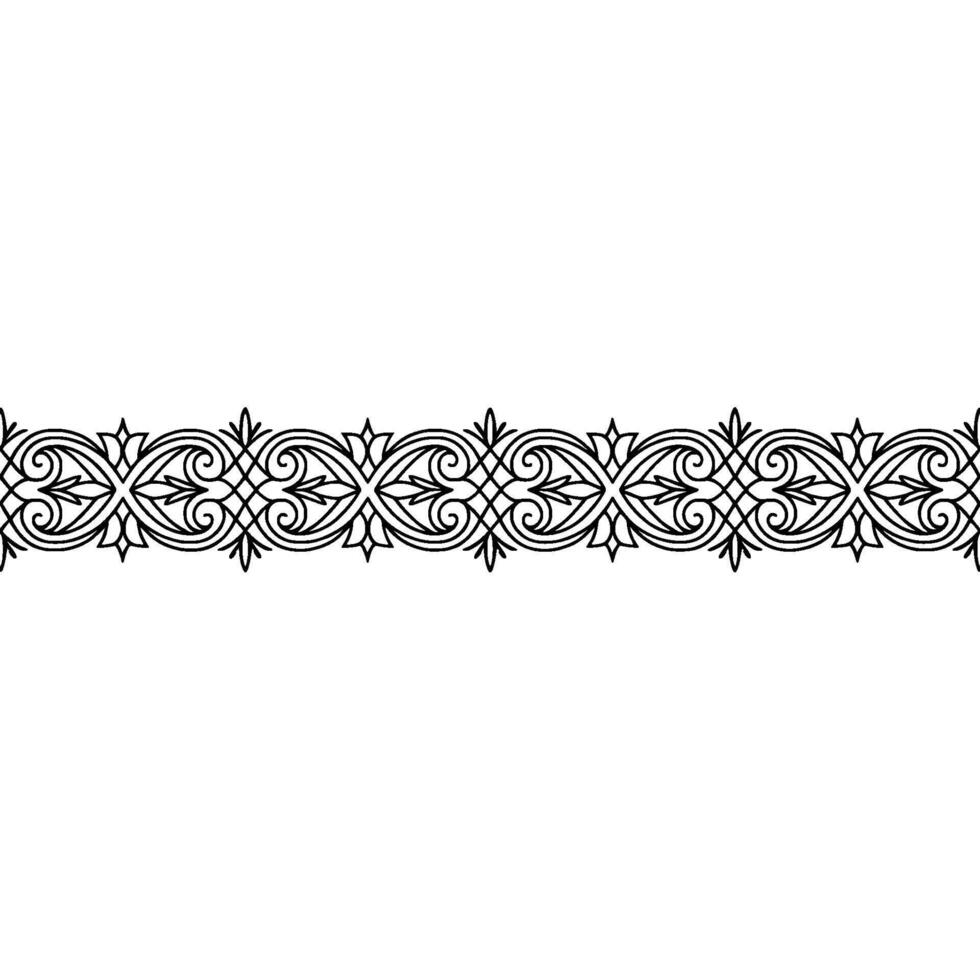 Elegant Black Scroll Border on White, Floral Pattern, Illustration vector