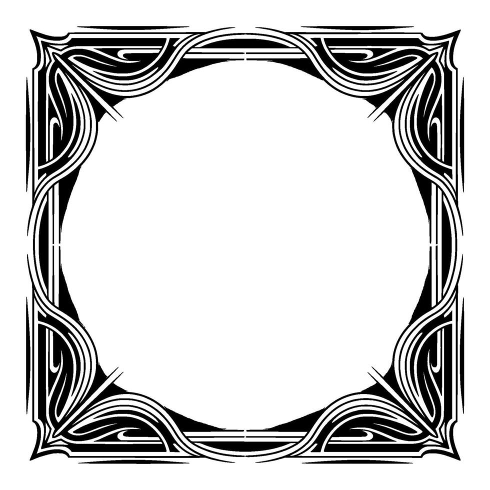 Art Nouveau Frame With Glowing Center, Geometric , Black and White vector