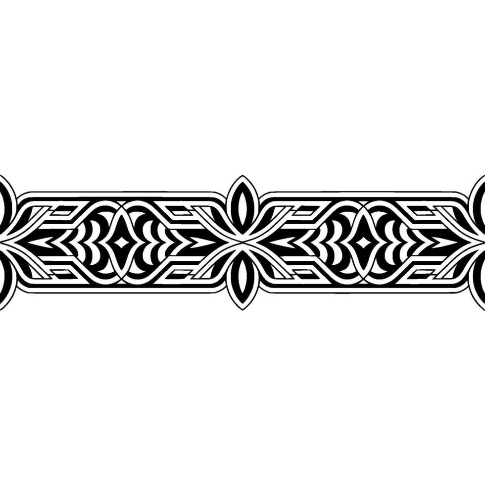 Elegant Black and White Ornamental Border , Abstract Geometric Pattern vector