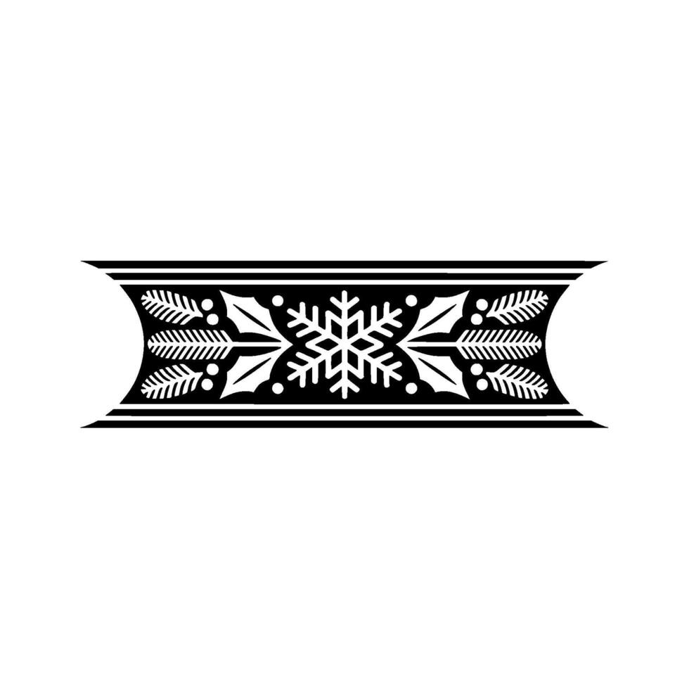 Elegant Winter Holiday Border Snowflake, Holly, And Pine Elements vector
