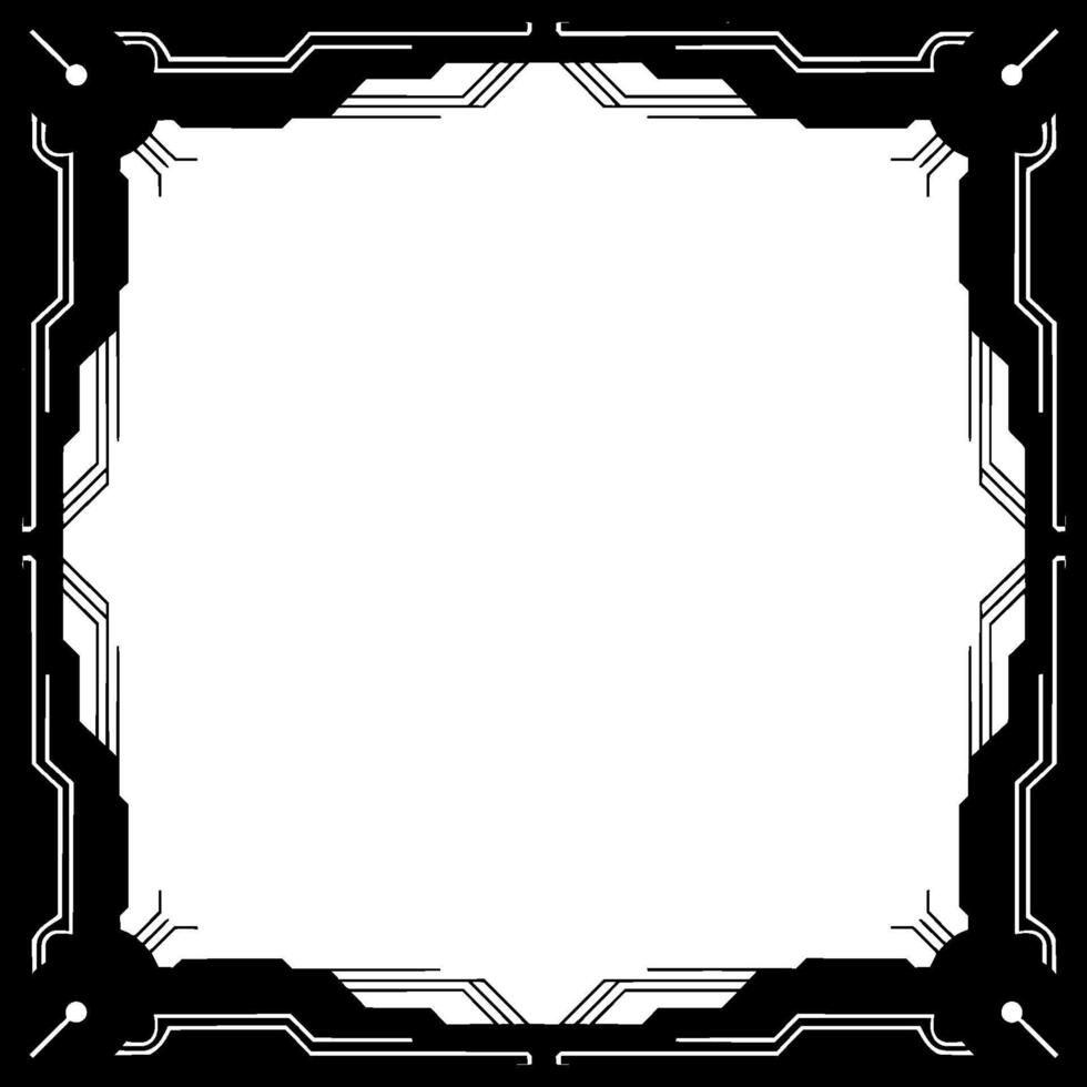 Deco Tech Frame Geometric Border With Digital Elements On White vector
