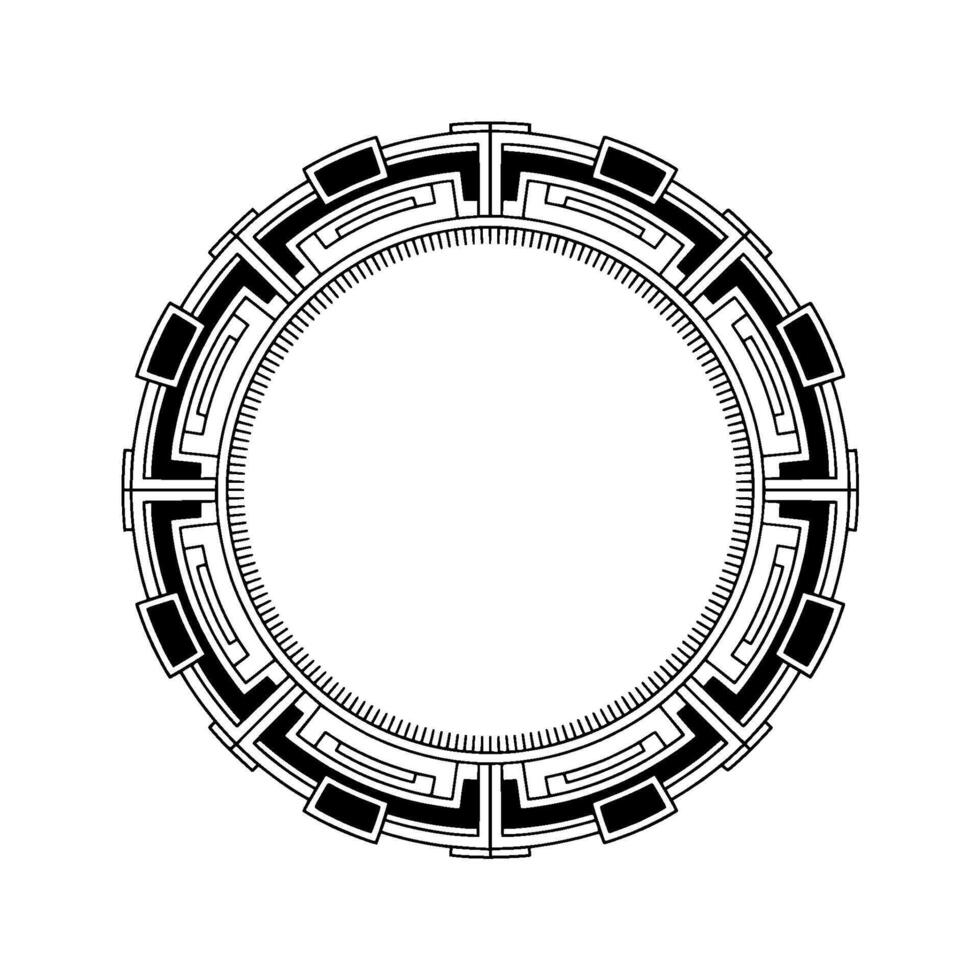 Futuristic Circular Tech Element In Black And White vector