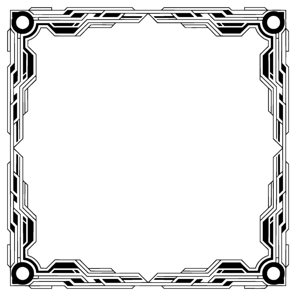 Art Deco Frame With Geometric Black And White, Blank Space vector