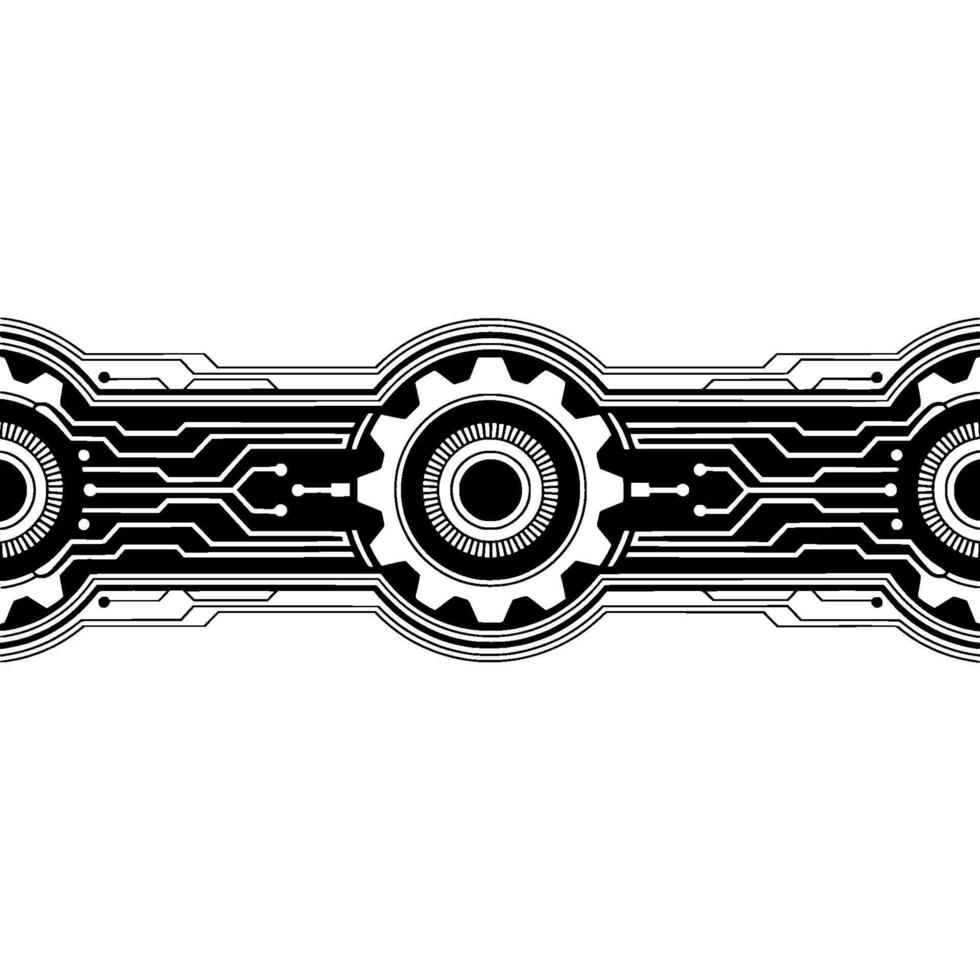 Geometric Tech Border Futuristic Black And White vector