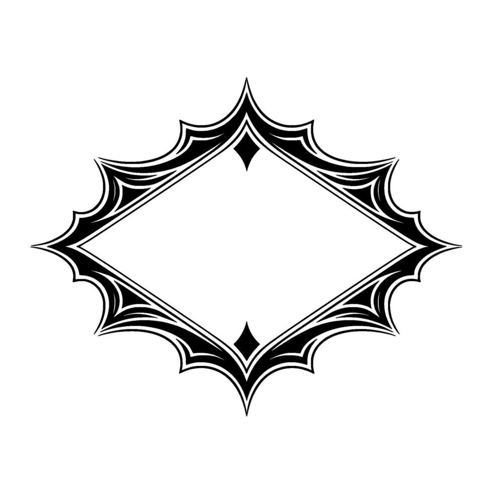 Ornate Diamond Frame Illustration, Black White, Decorative vector