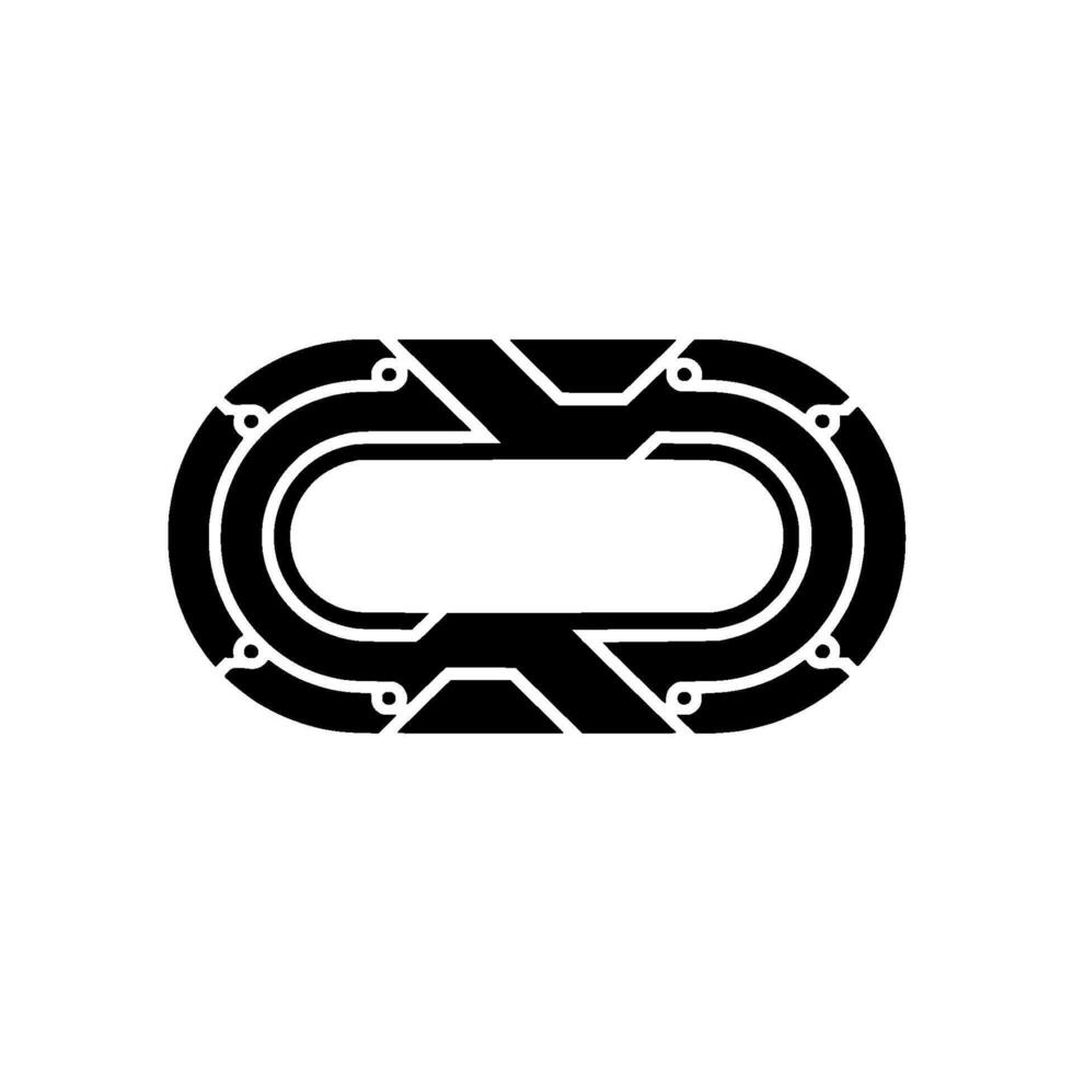 Futuristic Circuit Black Oval On White Background vector