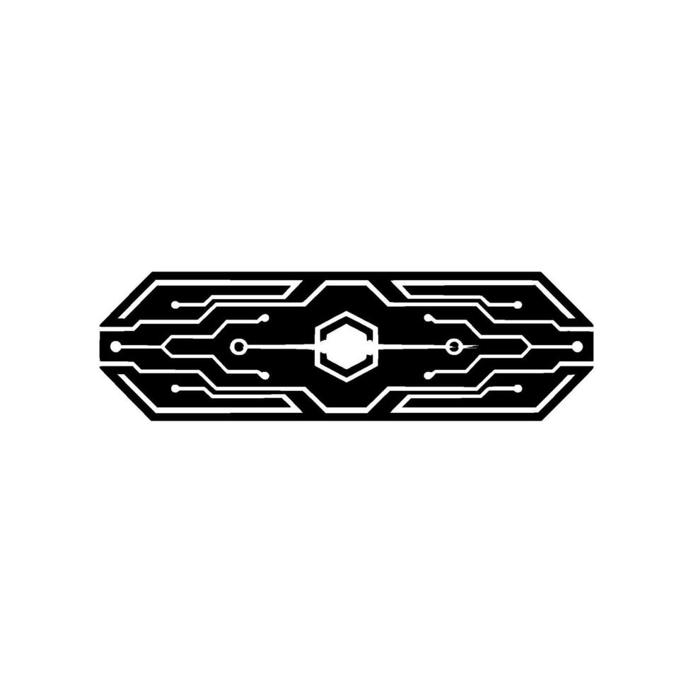 Modern Circuit Board Futuristic Tech Element With Hexagon Core vector