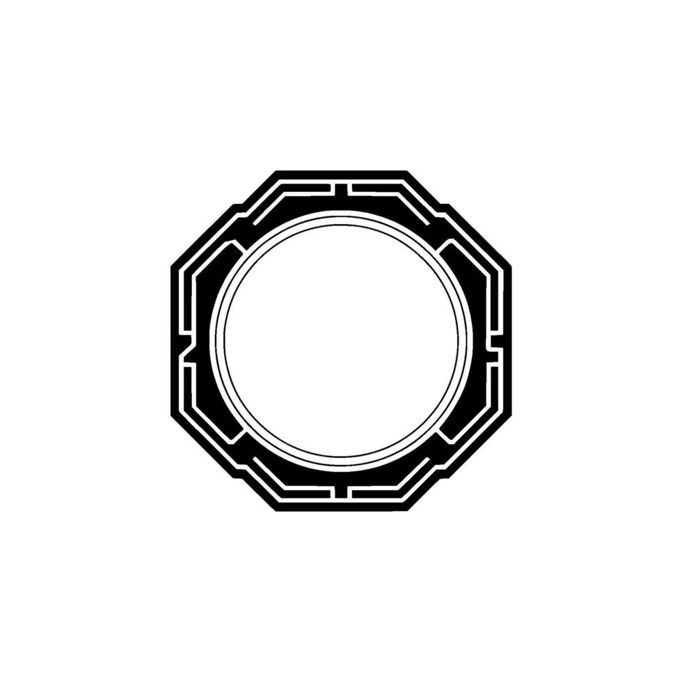 Geometric Octagon Frame With Circle Minimalist vector