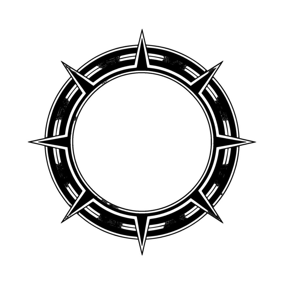 Art Deco Circle Frame With Spikes, Minimalist vector