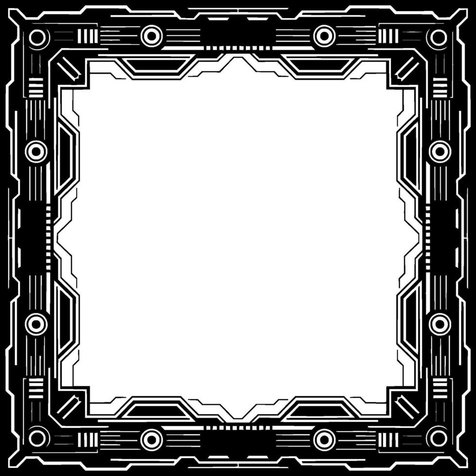Art Deco Tech Frame Futuristic Geometric Border vector