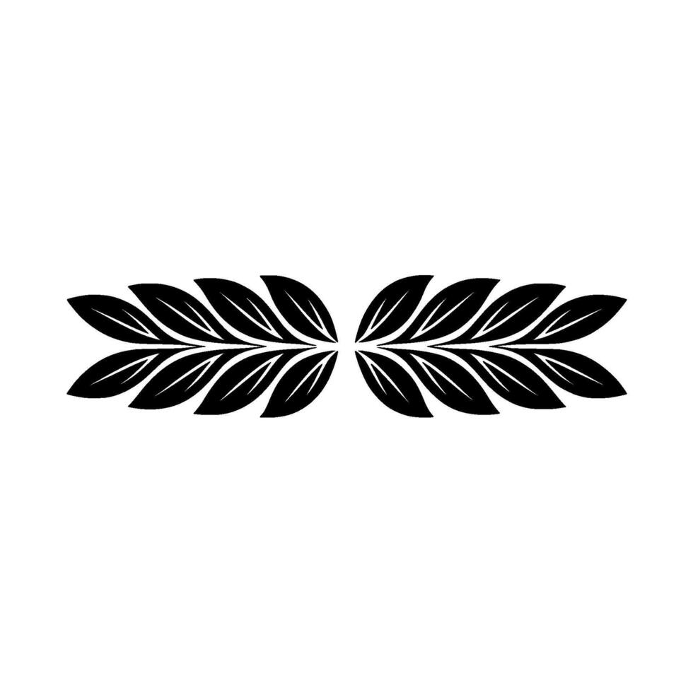 Elegant Black Leaf Motif On White Background Decorative vector