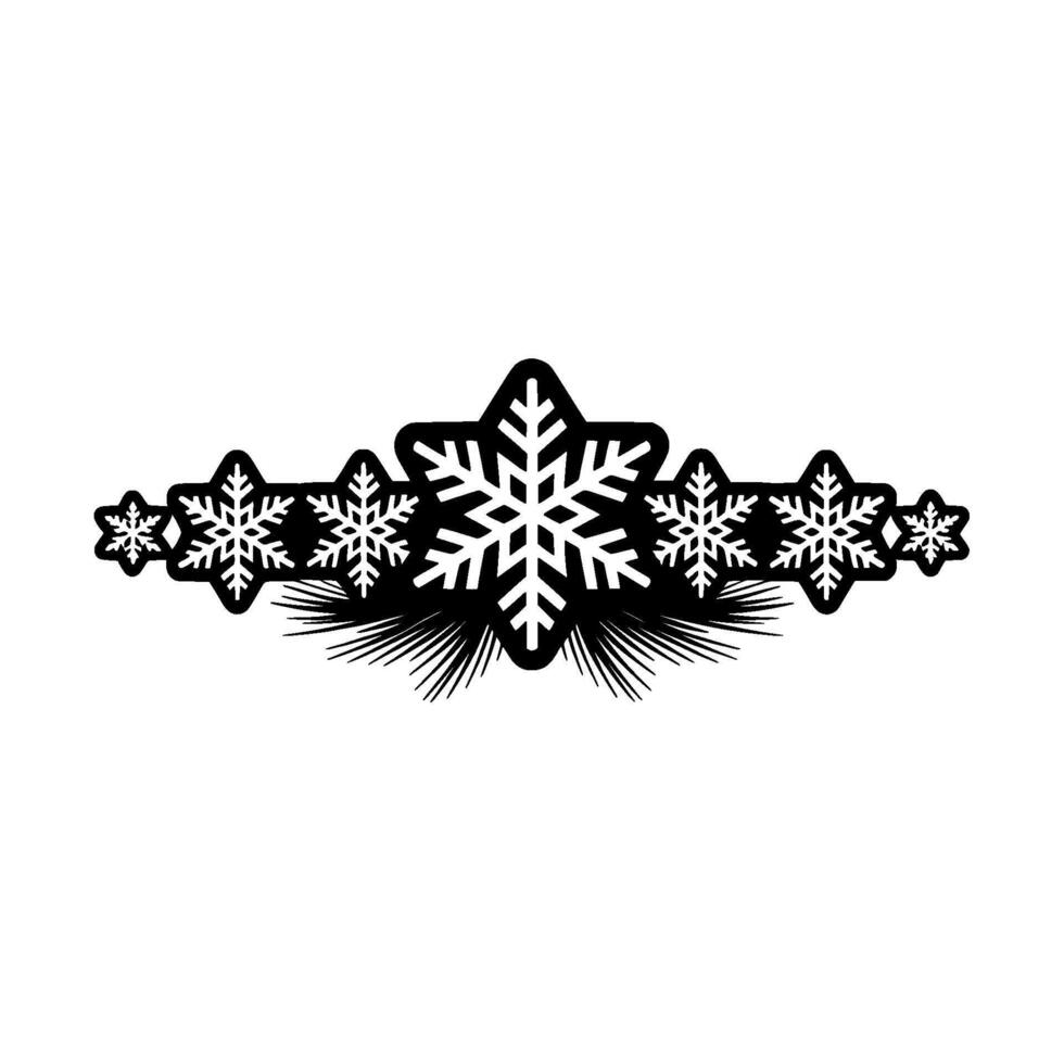 Minimalist Christmas Snowflake Border, Black And White vector