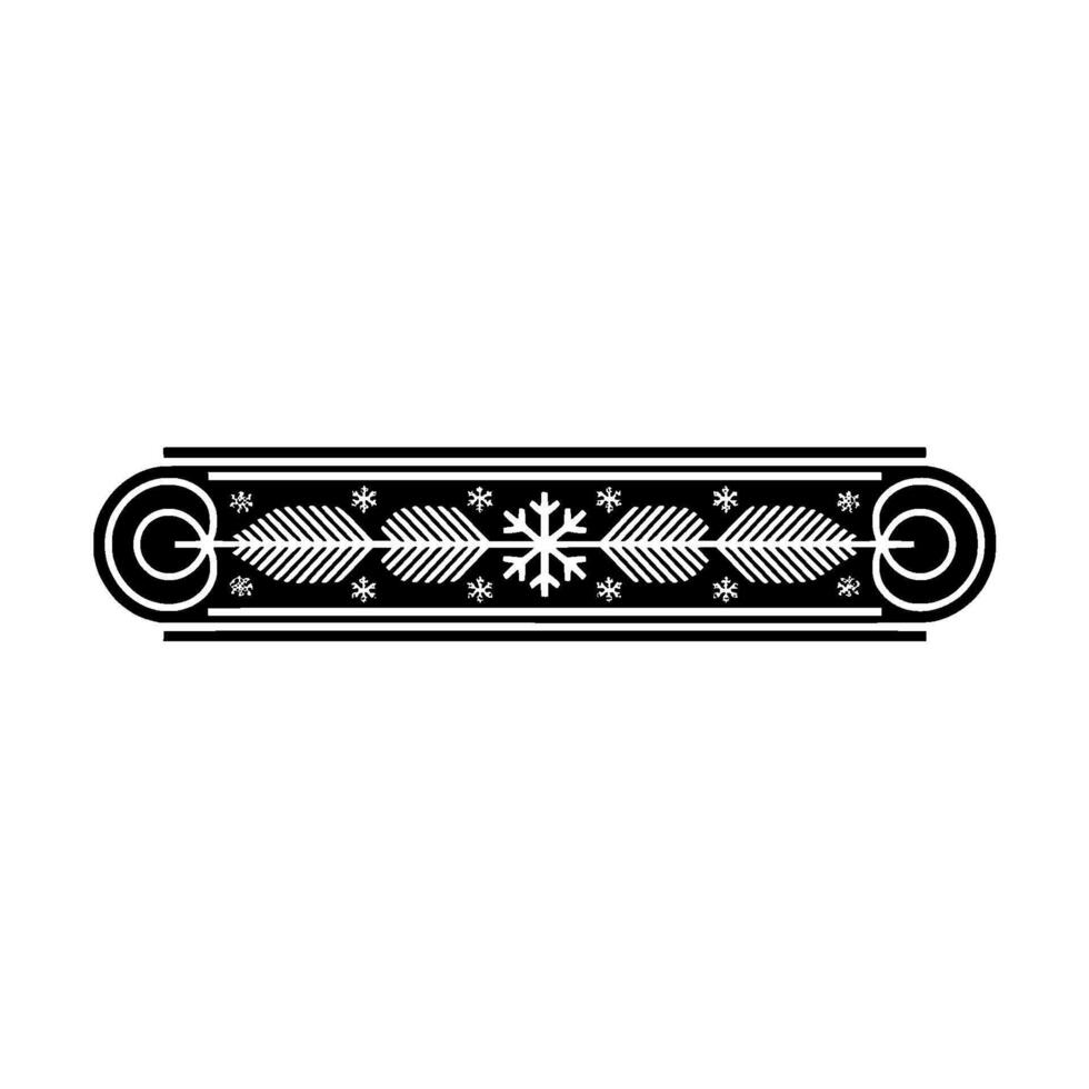 Minimalist Winter Ornament Black White Snowflake Leaf vector