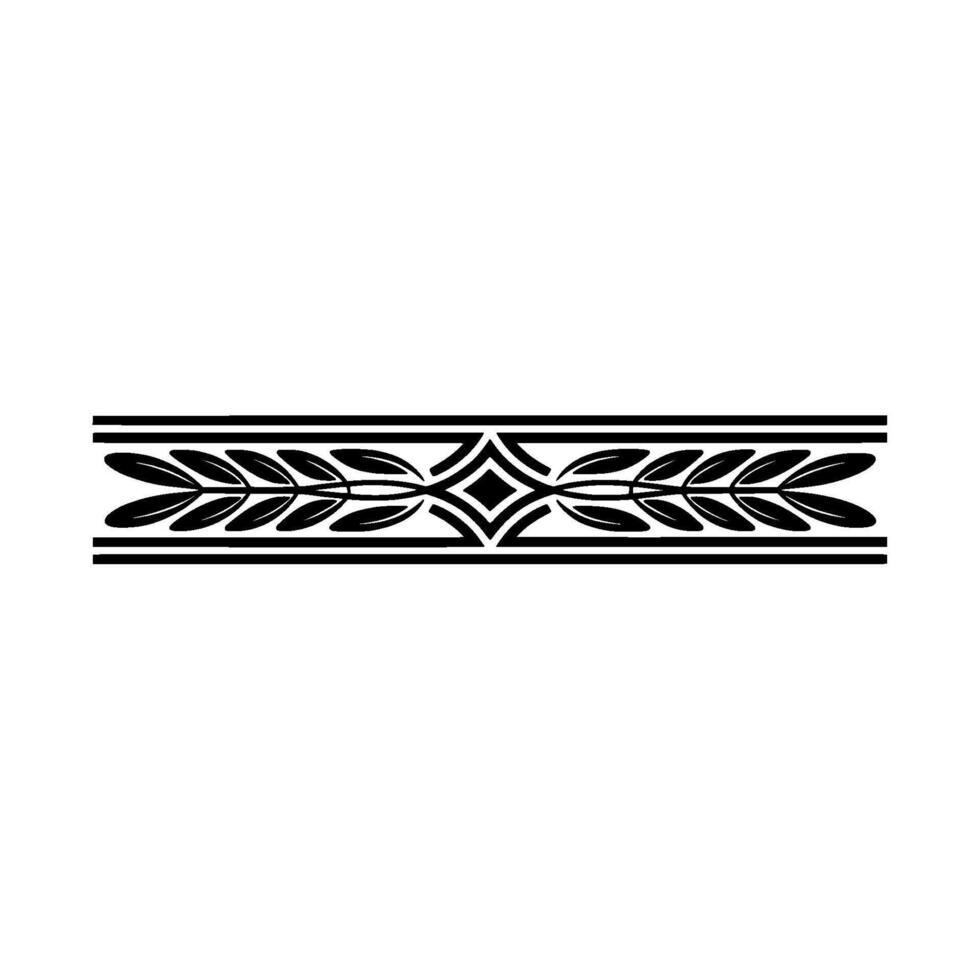 Minimalist Leaf Border, Black White Element vector