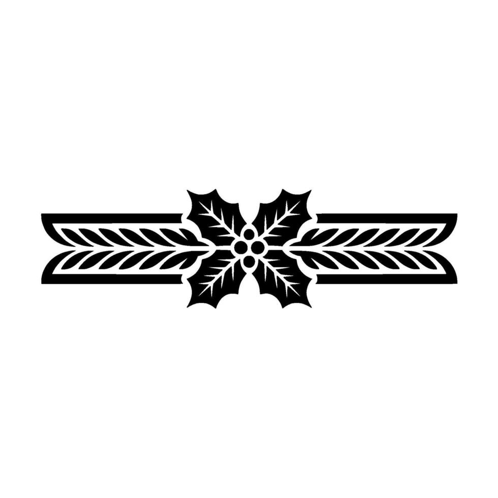 Minimalist Christmas Holly Border, Black And Red vector