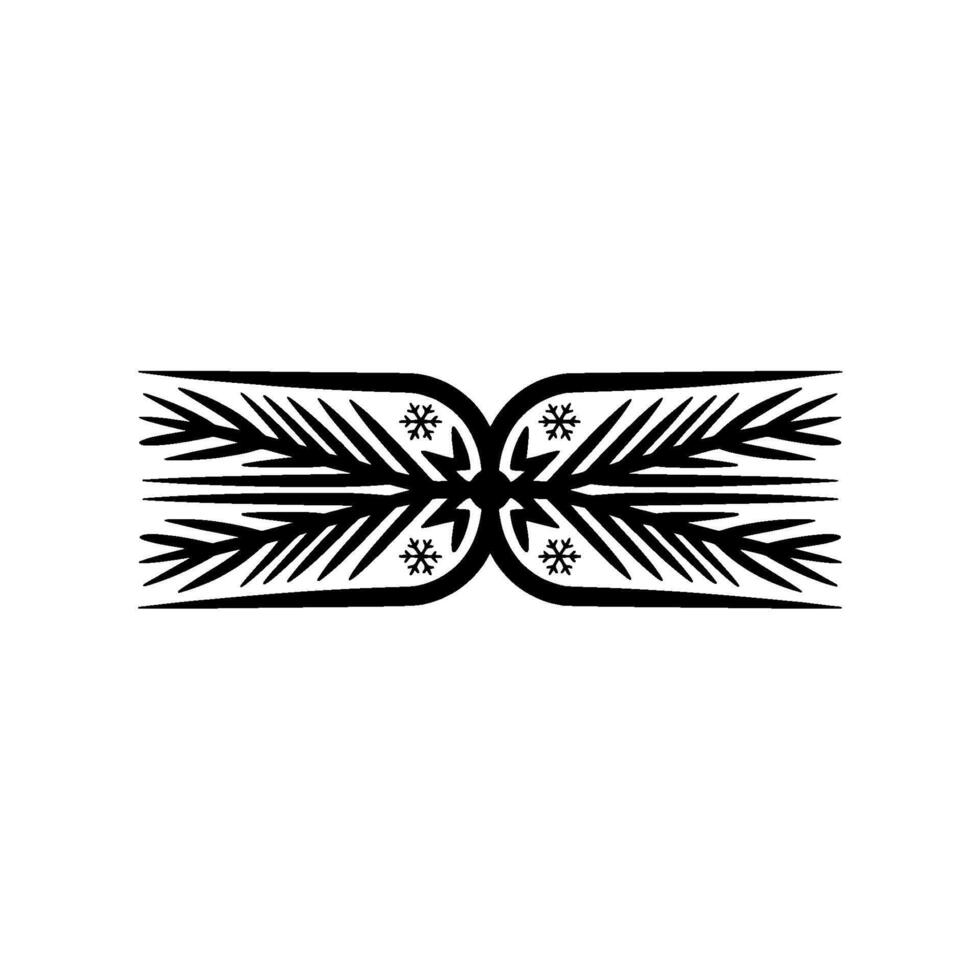 Minimalist Winter Ornament Black Leaf Snowflake Motif vector