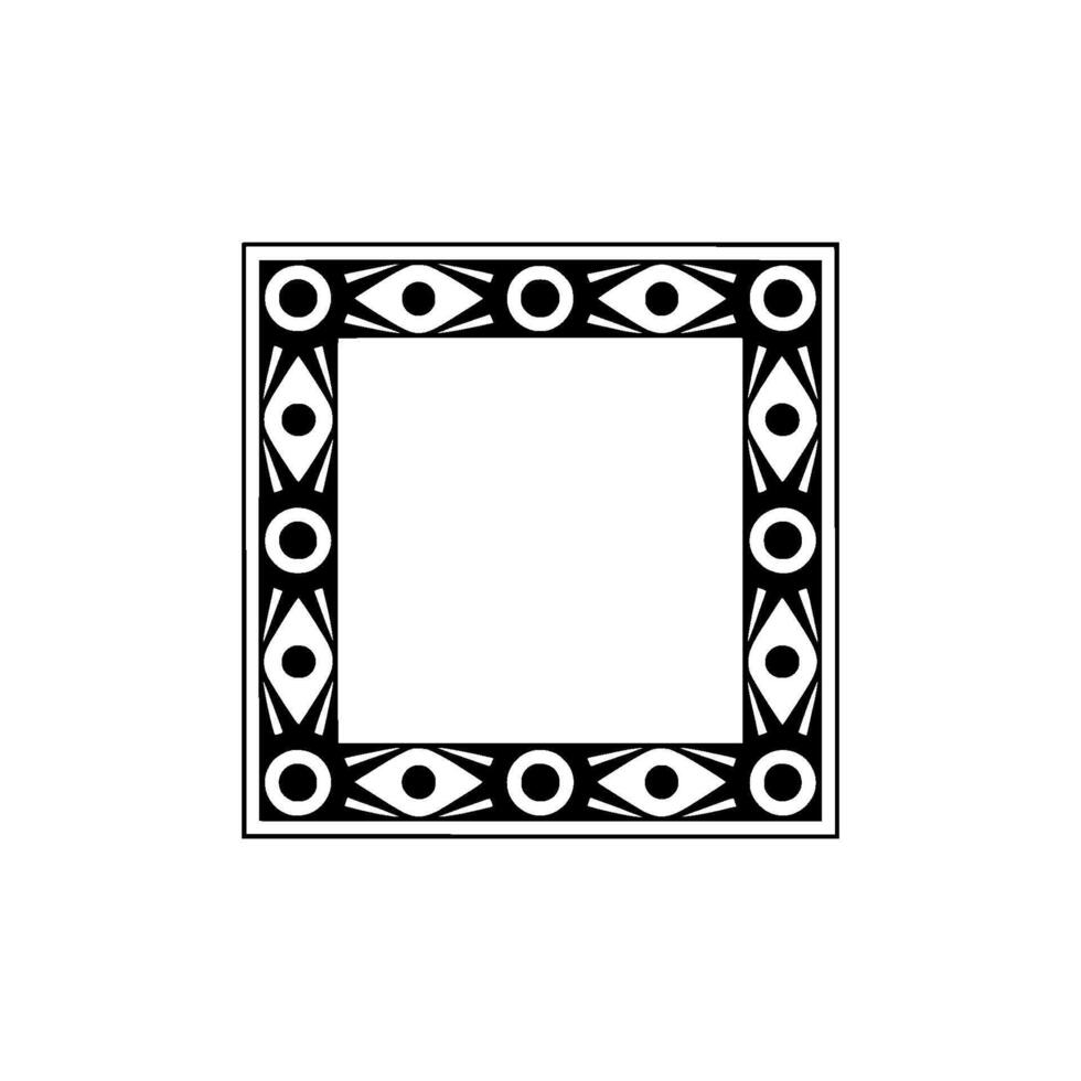 Geometric Black White Frame With Decorative Eye Motifs vector