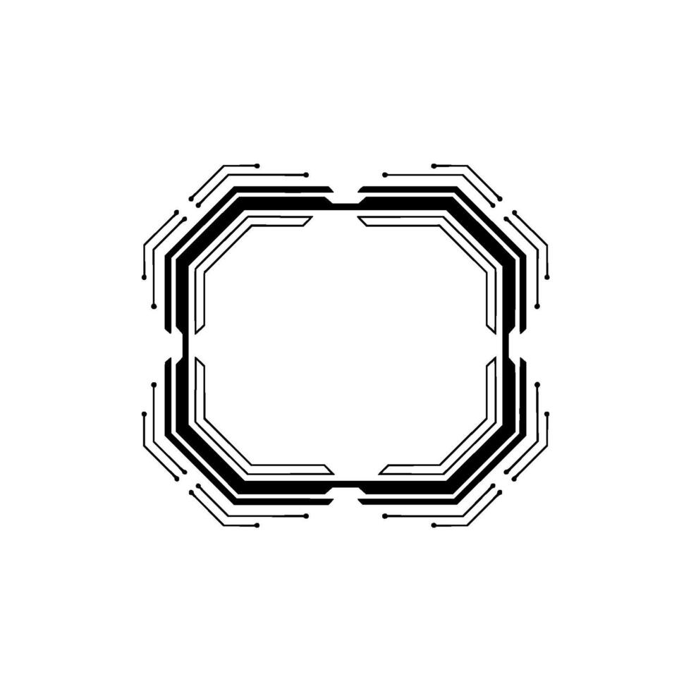 Abstract Tech Frame In Black And White, Futuristic vector