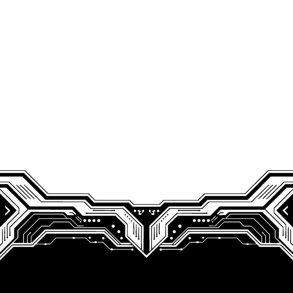 Futuristic Tech Border Clean Circuit Board, Black White Background vector