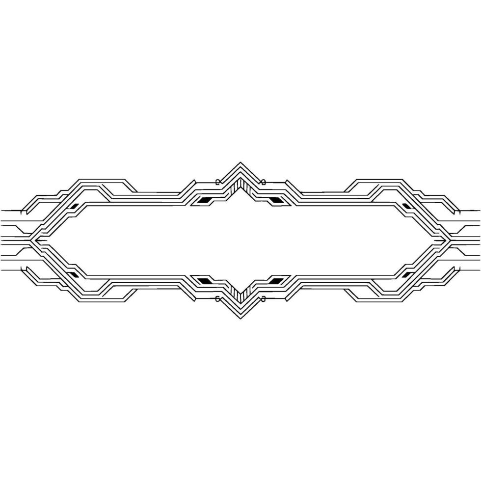 Minimalist Tech Circuit Board Border On White vector